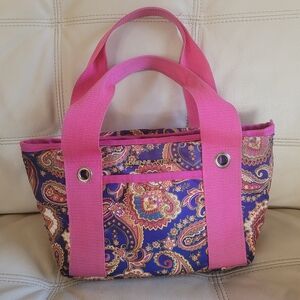 Adrienne Virtadini Insulated Lunch Bag Paisley Print Pinks And Purples